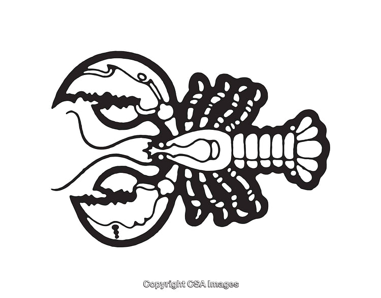 Black and White Line Art Illustration of a Lobster