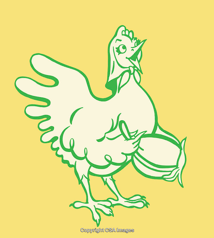 Cheerful Chicken Line Art Illustration with Casual Animated Style