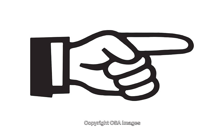 Simple Black and White Illustration of a Pointing Right Hand Gesture