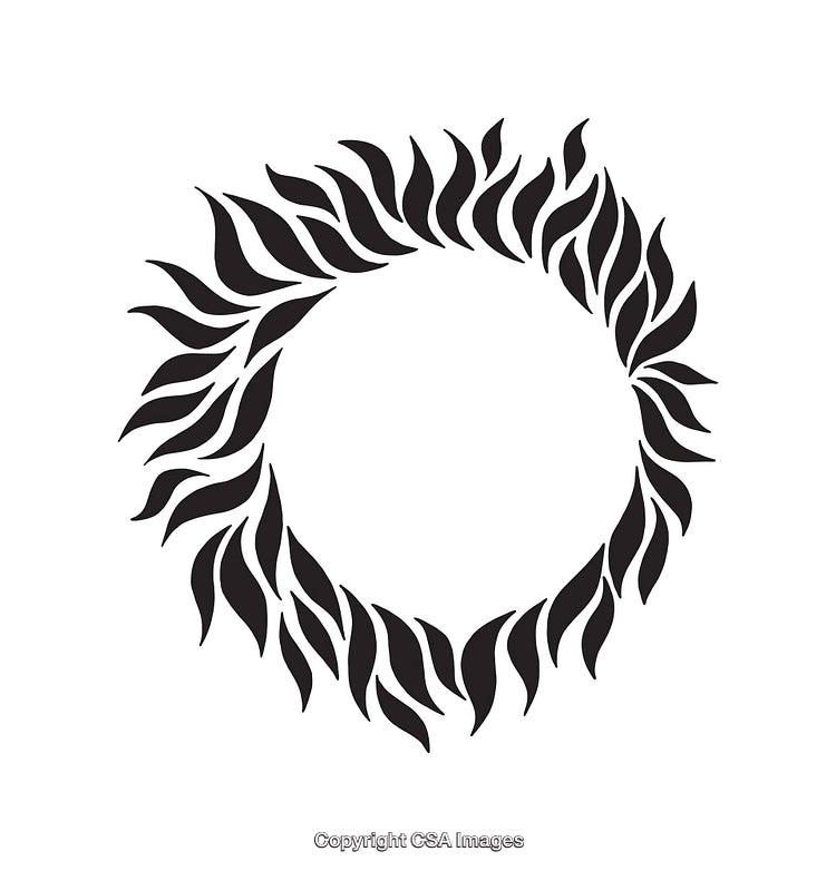 Decorative Black and White Wreath Line Art Illustration Design
