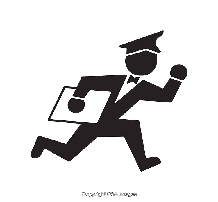 Black and White line Art of a Person in Motion with a Cap