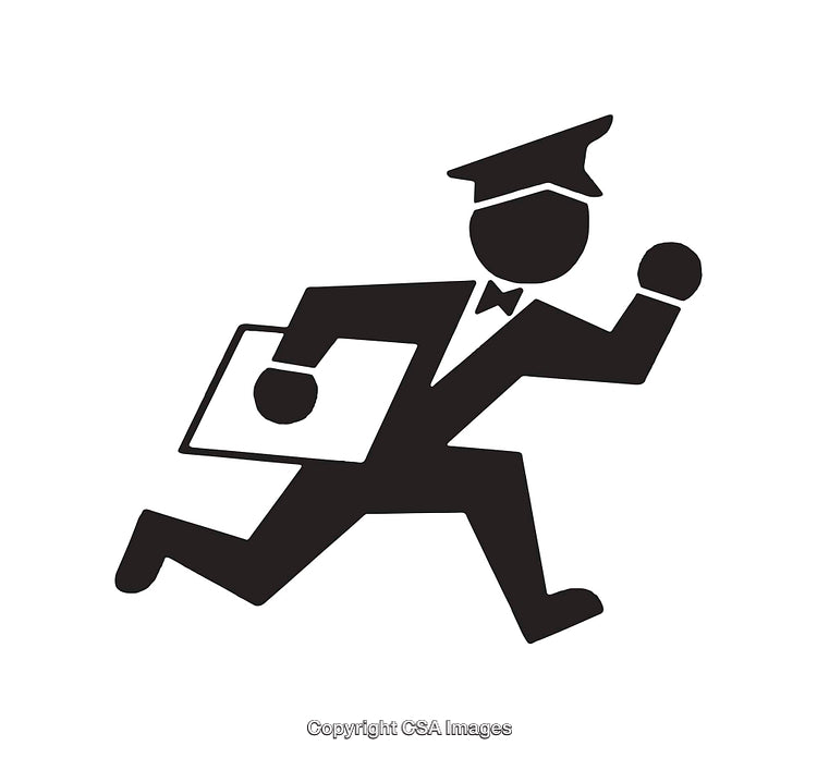 Black and White line Art of a Person in Motion with a Cap