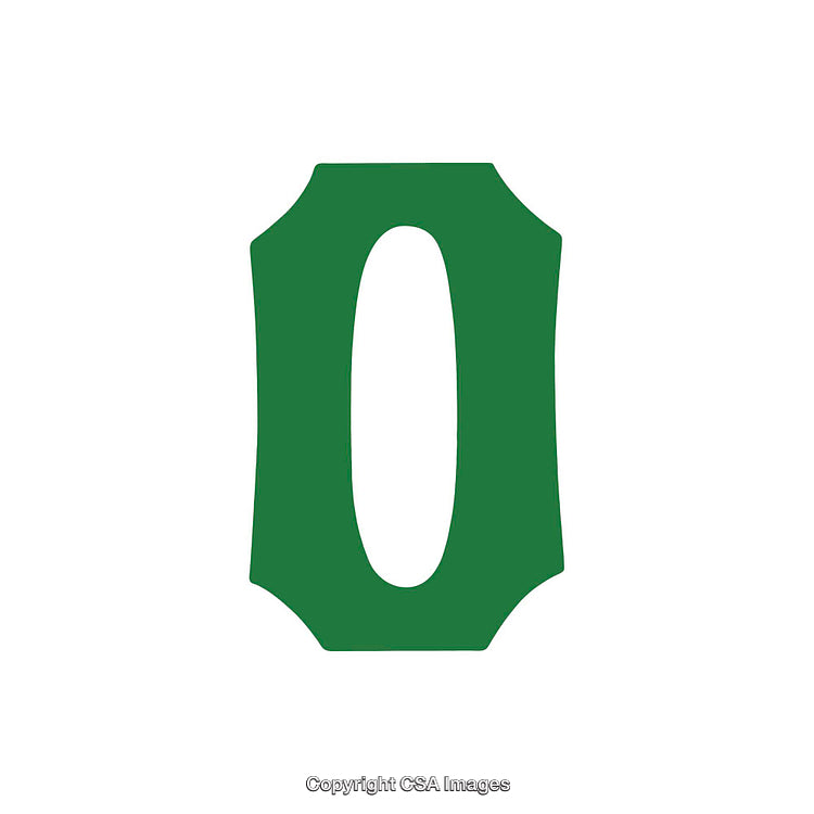 Green Stylized Letter O Isolated on White Background