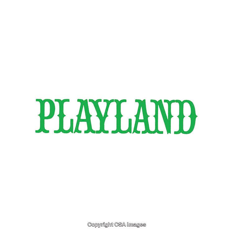 Playland Word Art in Bold Green Text on White Background