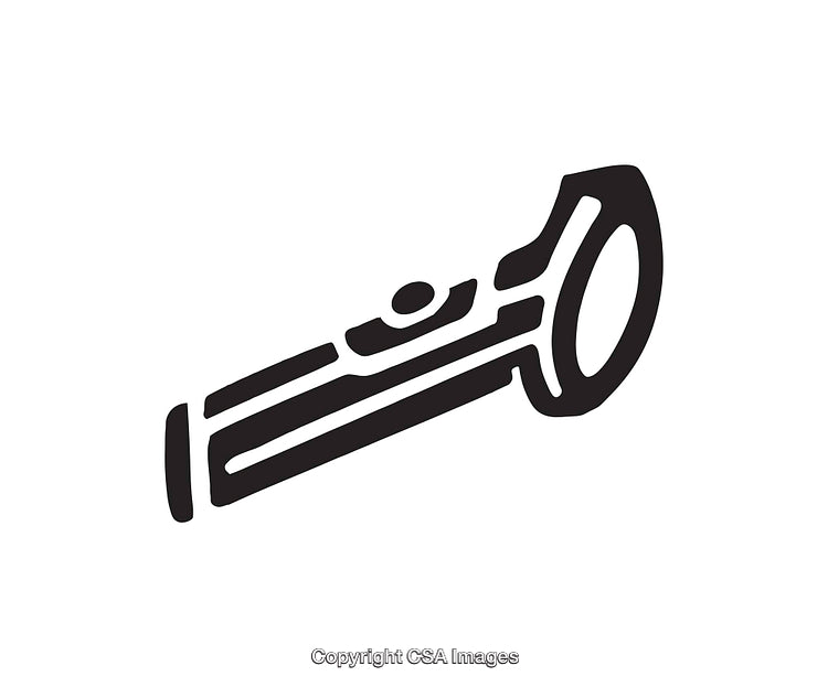 Black And White Flashlight Line Art Icon Illustration On White Background