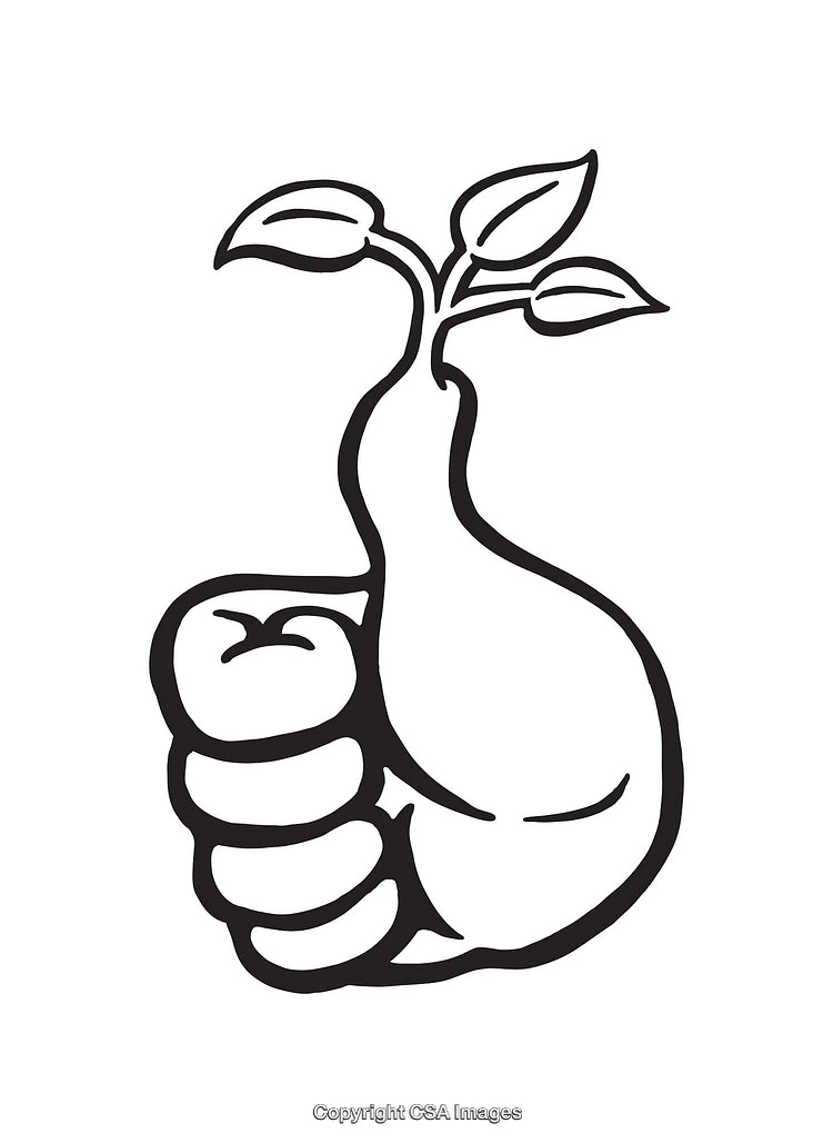 Line Art Drawing of a Fist Growing a Plant With Leaves