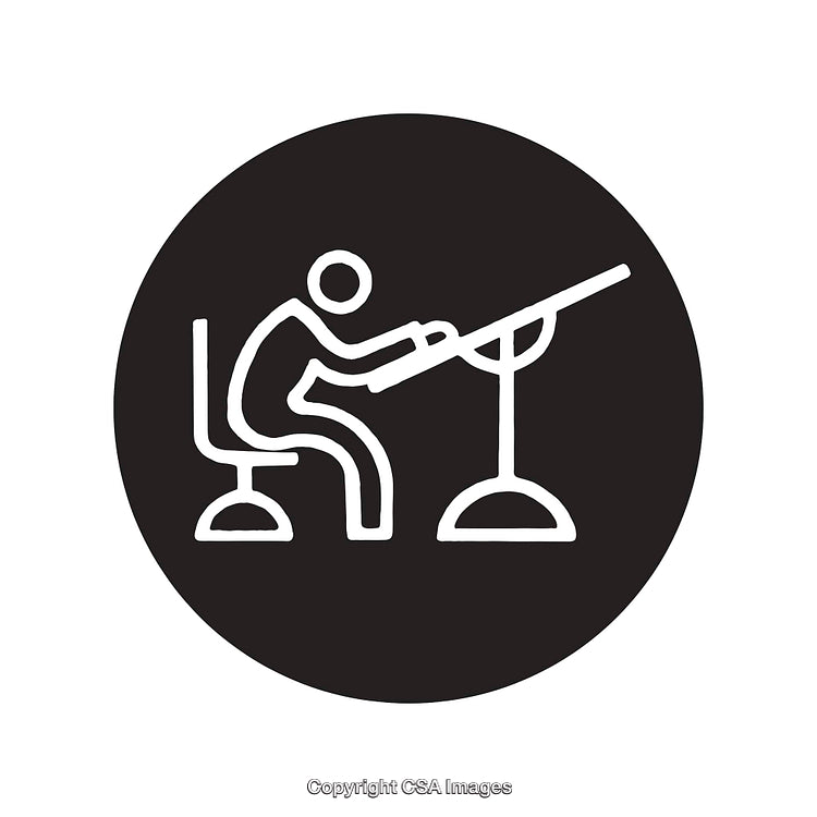 Person Using Equipment in Simple Black and White Icon Design