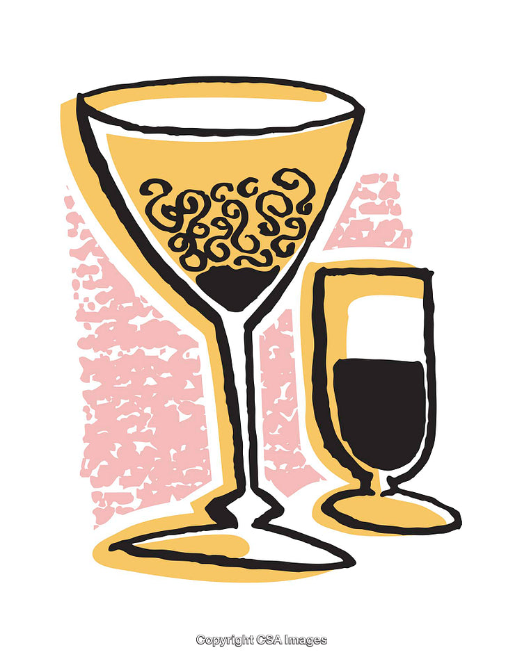 Colorful Illustration of Wine Glasses with Artistic Design