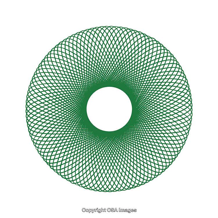 Intricate Green Circular Spirograph Design on White Background