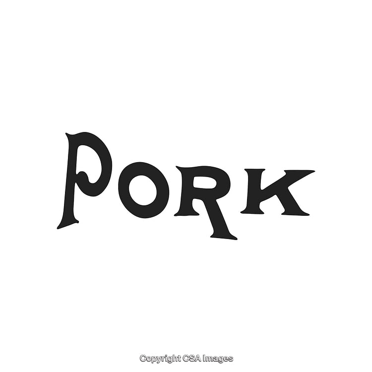 Stylized Black Text Graphic with the Word 'Pork' on a White Background