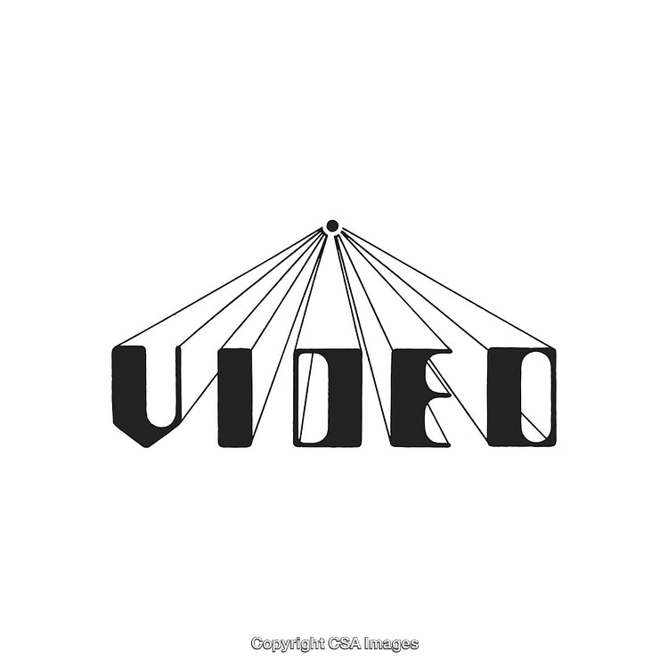 Modern Black and White Geometric Typography Art Featuring the Word 'Video'