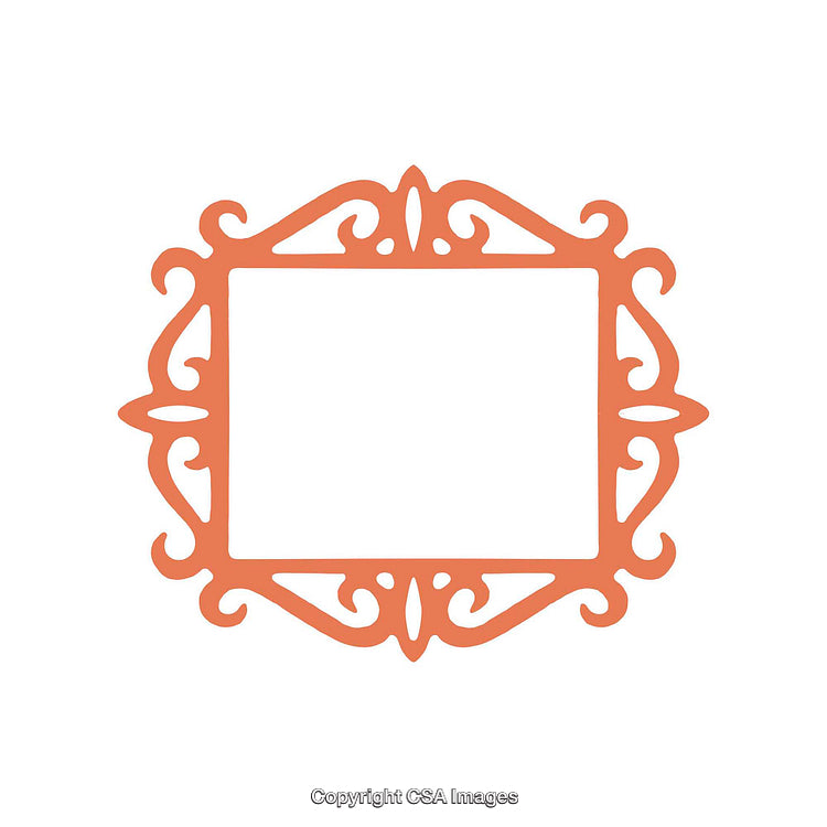 Orange Ornate Decorative Frame Isolated on White Background