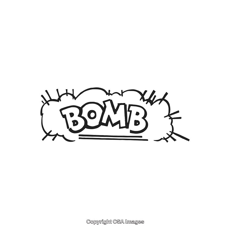 Comic Style Illustration Featuring the Word Bomb in an Explosion Effect