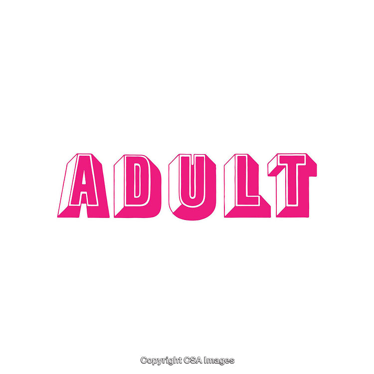 Pink "Adult" Word Art on White Background with Bold Stylized Font