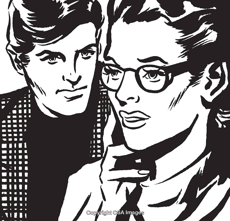 Retro Illustration of a Conversation Between a Man and Woman