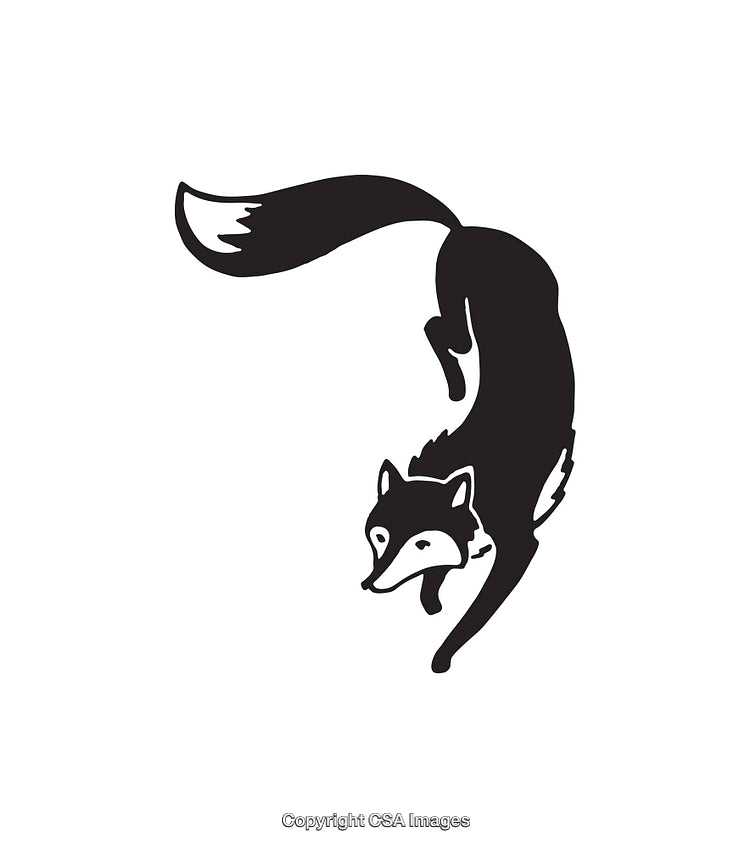 Silhouetted Fox Leaping Gracefully in Black and White Style