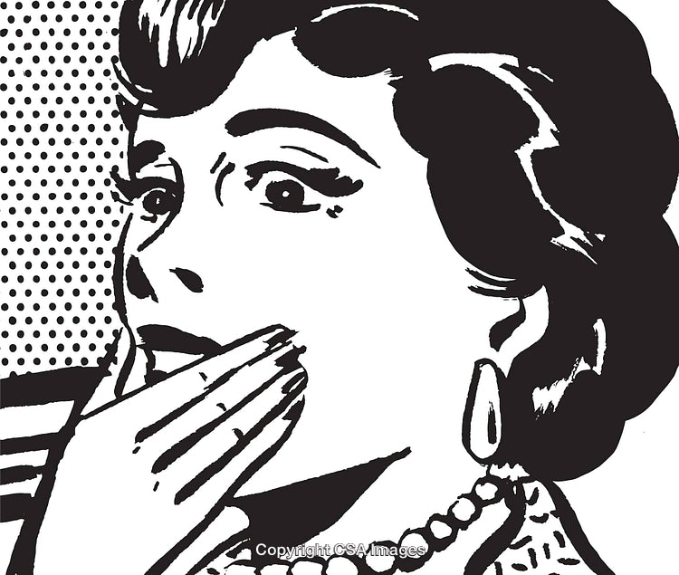 Retro Illustration of a Surprised Woman in Pop Art Style
