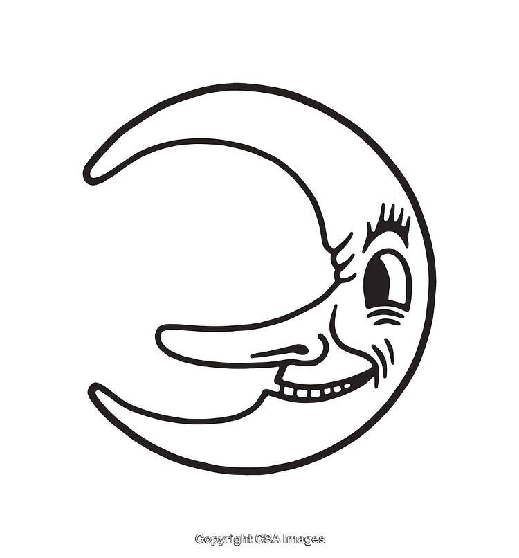 Illustration of a Whimsical Crescent Moon with a Smiling Face