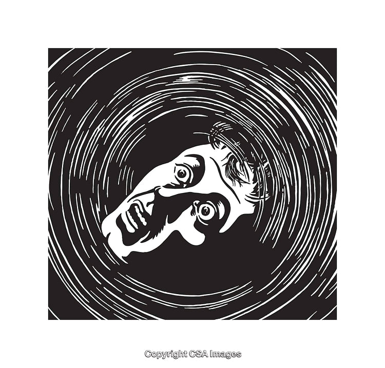 Abstract Illustration of a Distressed Face in a Vortex Design