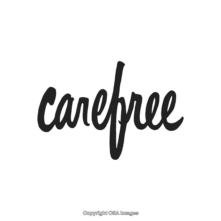 Handwritten Carefree Word on Clean White Background in Black Ink Style