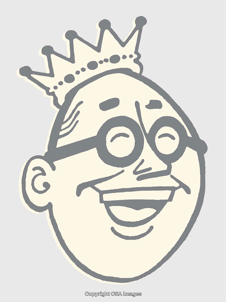 Illustration of a Happy Crowned Character in a Playful, Fun Style