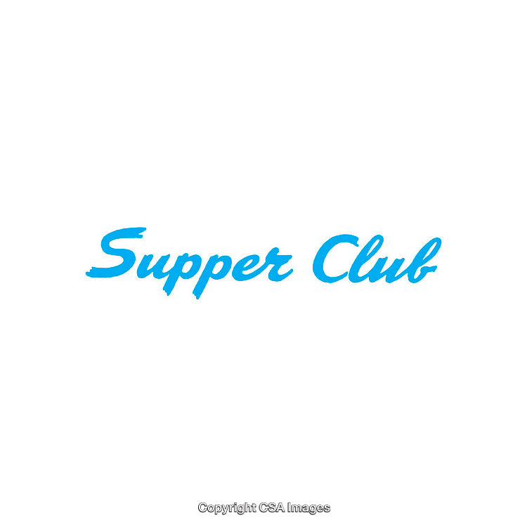 Blue Supper Club Text on White Background for Design and Print Applications