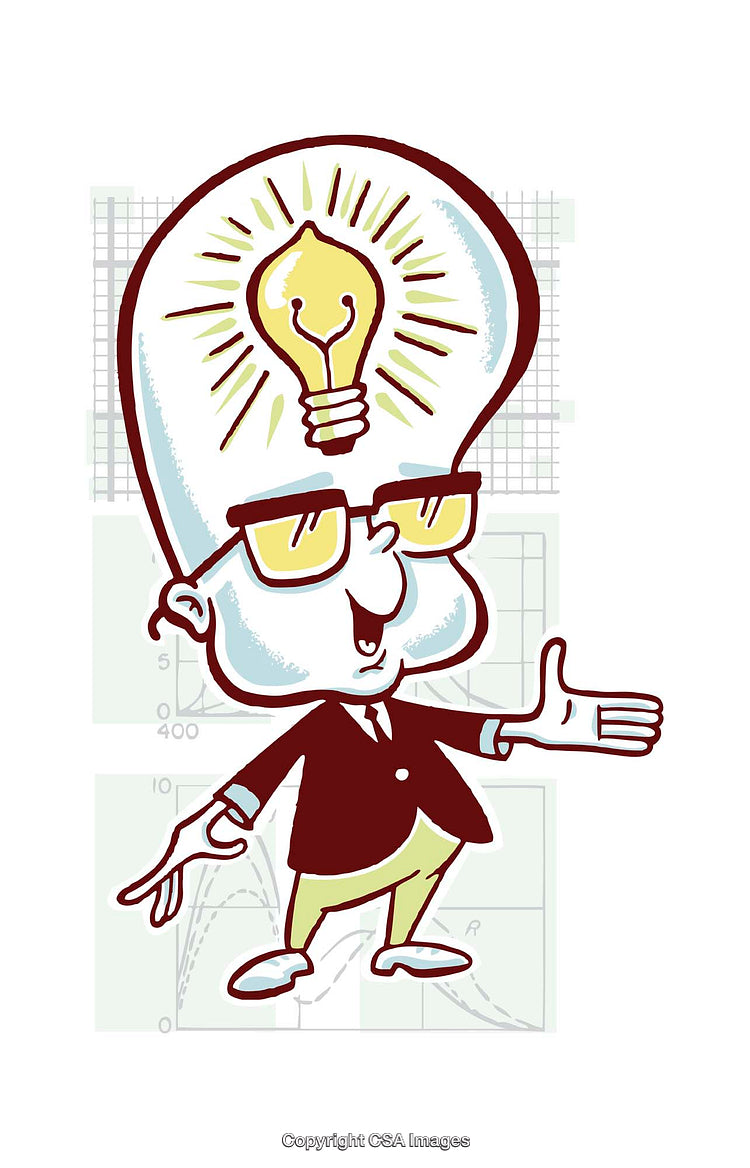 Whimsical Cartoon Figure with a Light Bulb Shaped Head Illustrating Creativity