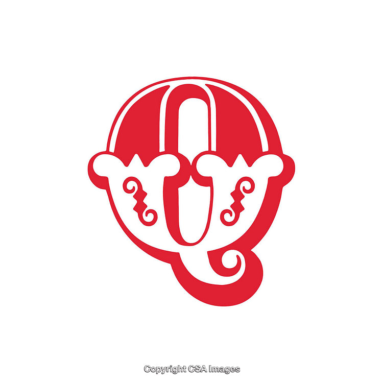 Bold Red Decorative Letter Q on White Background