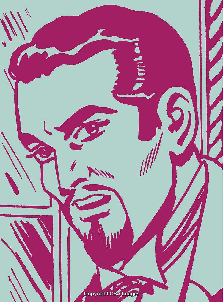 Stylized Pop Art Illustration of a Man in Bold Colors and Lines