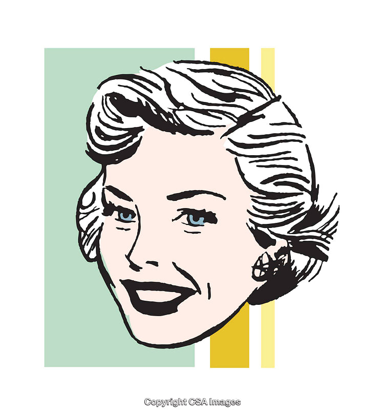 Vintage Style Illustrated Female Portrait with a Retro Aesthetic