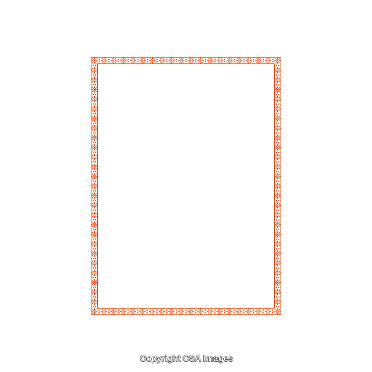 Elegant Ornamental Frame with Decorative Border in Orange on White Background