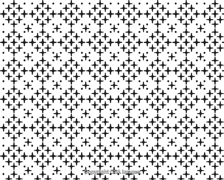Abstract Black and White Geometric Starry Pattern with Symmetrical Design