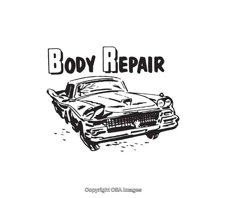 Black and White Line Art Logo for Classic Car Repair Services
