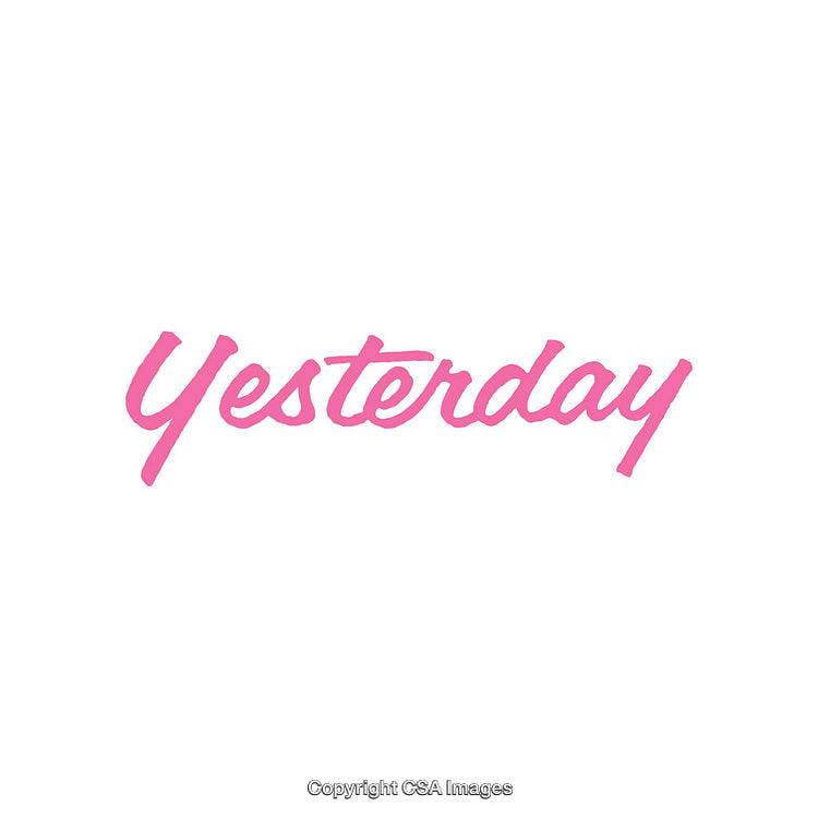 Pink Handwritten 'Yesterday' Text on Minimal White Background