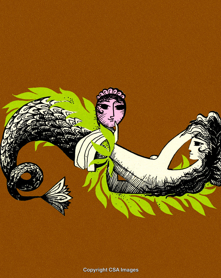 Abstract Artwork Featuring a Mermaid with Vibrant and Artistic Elements
