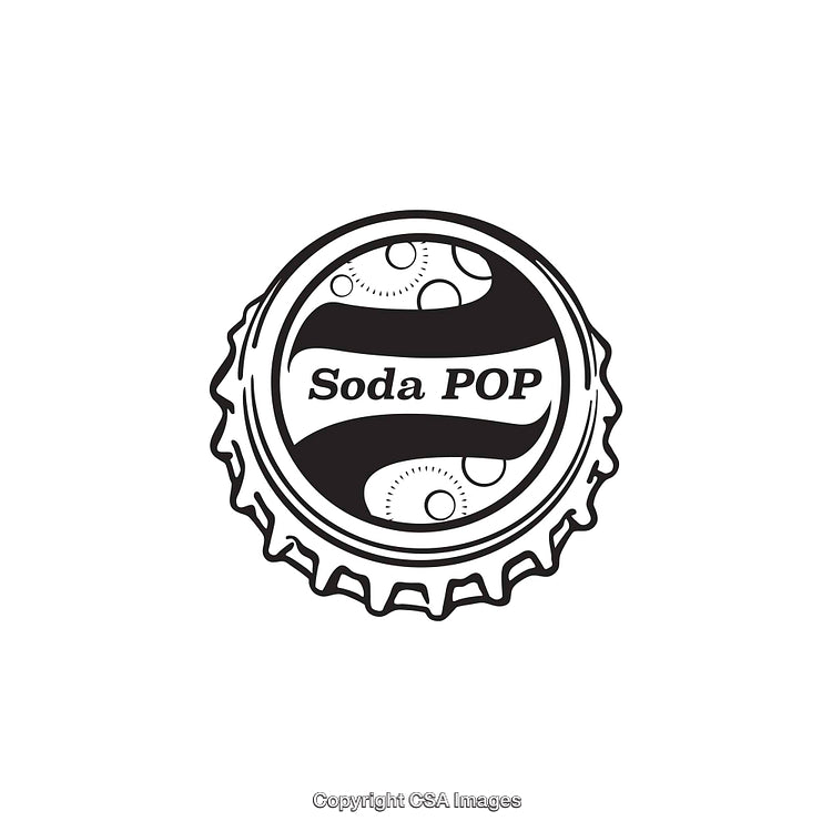Black and White Soda Cap Illustration Featuring Retro Design