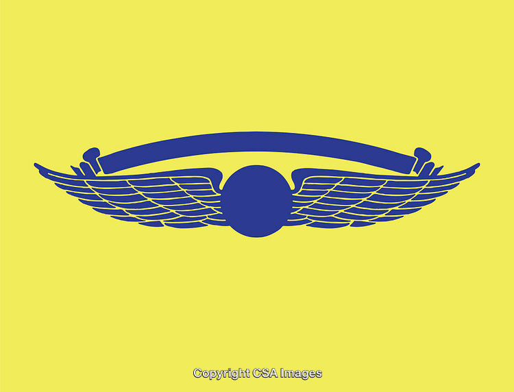 Blue Wing-Shaped Icon Illustration on Vibrant Yellow Background