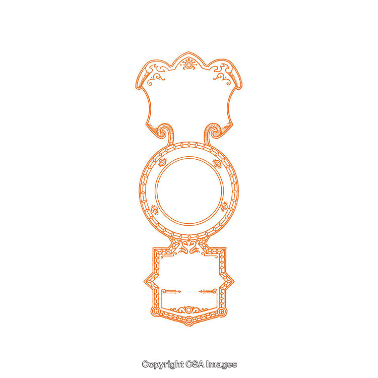 Ornate Orange Decorative Pattern Design with Intricate Details on White Background