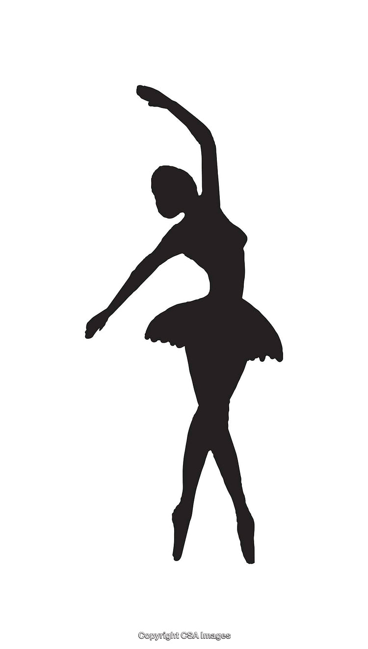 Graceful Ballet Dancer Silhouette in Elegant Black and White Pose