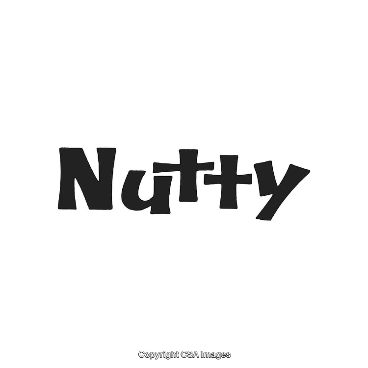 Bold Comic-Style Text Design Featuring the Word Nutty in Black Font