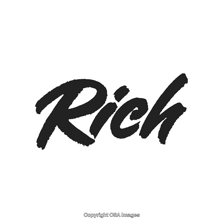 Black Handwritten Script 'Rich' on a White Background