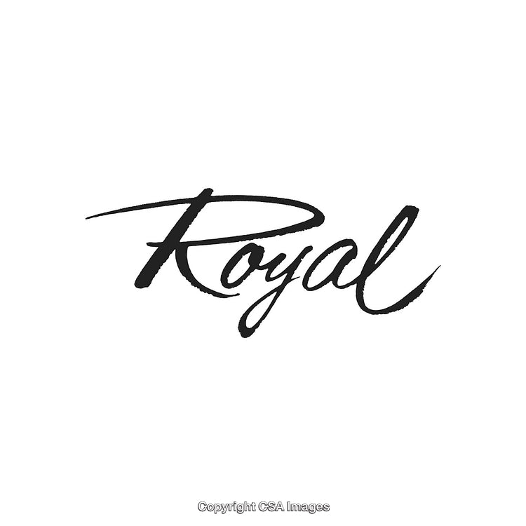 Elegant Handwritten Royal Text in Black on White Background
