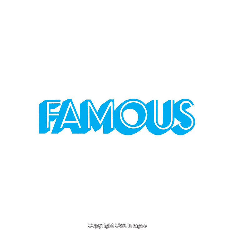 Bold Blue Text Depicting the Word 'Famous' in a Stylized Font