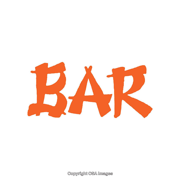 Bold Orange Handwritten Bar Text on a White Background