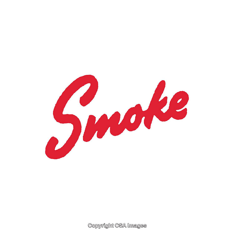 Red Script Font Displaying the Word Smoke on White Background