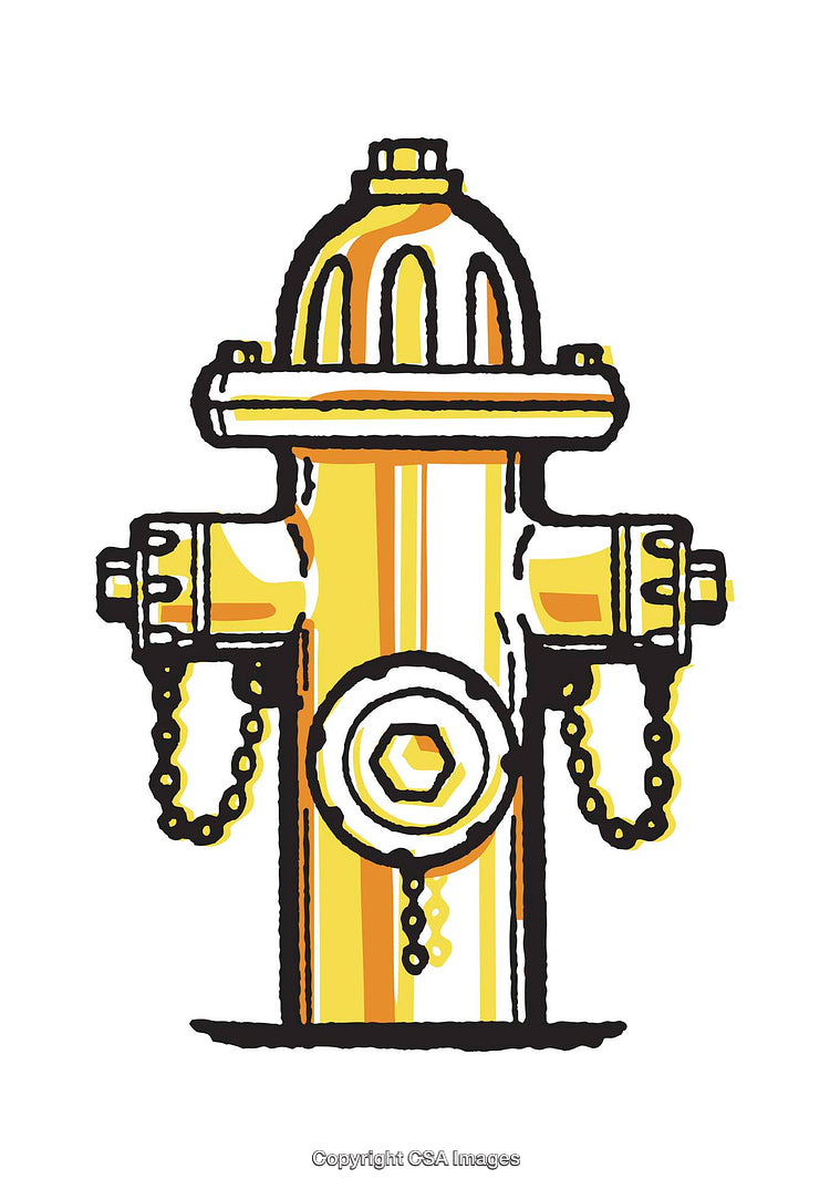 Vibrant Illustration of a Yellow Fire Hydrant with Details