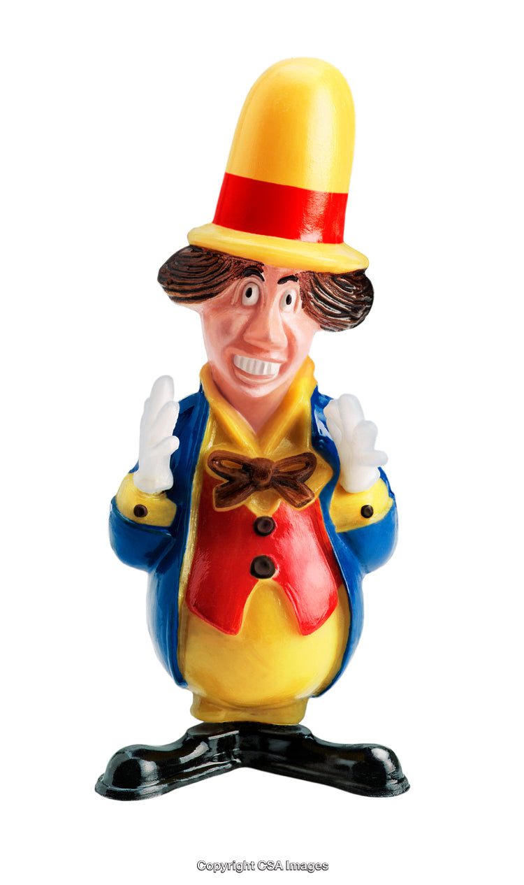 Colorful Cartoon Character Figurine of a Smiling Man in Funny Attire