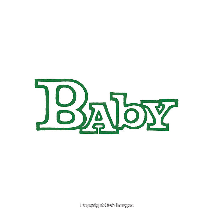 Green Hand-Drawn Lettering Artwork Featuring the Word 'Baby' on a White Background