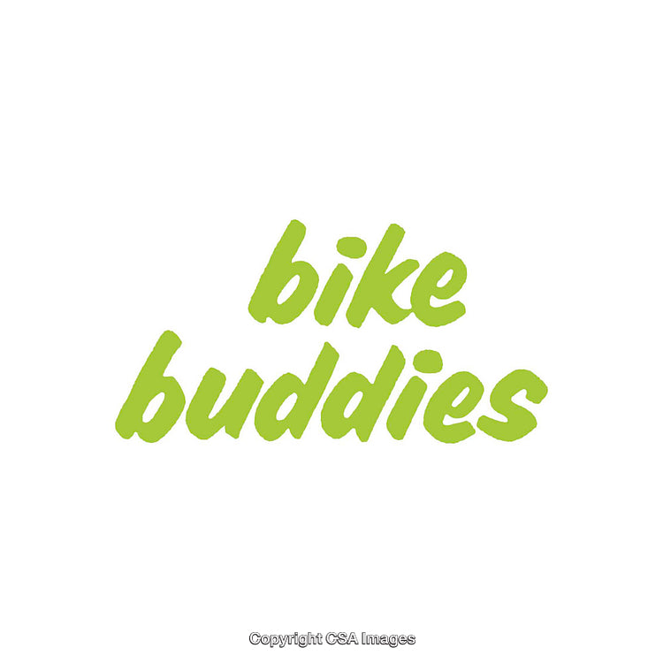 Green Stylized Text Displaying 'Bike Buddies' on a White Background