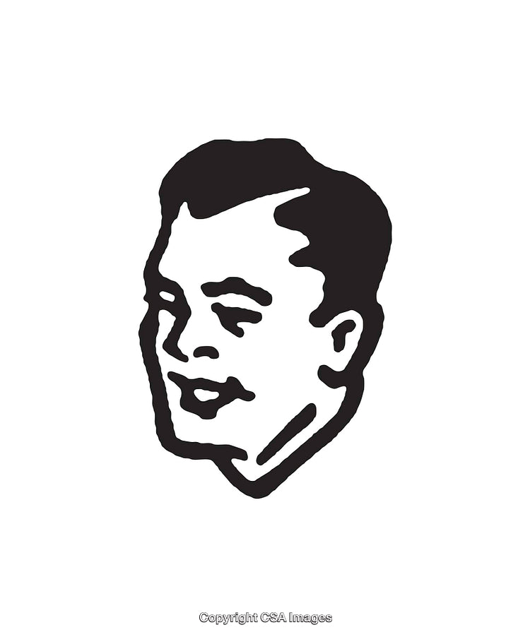 Vintage Black and White Artwork Depicting a Retro Styled Male Portrait